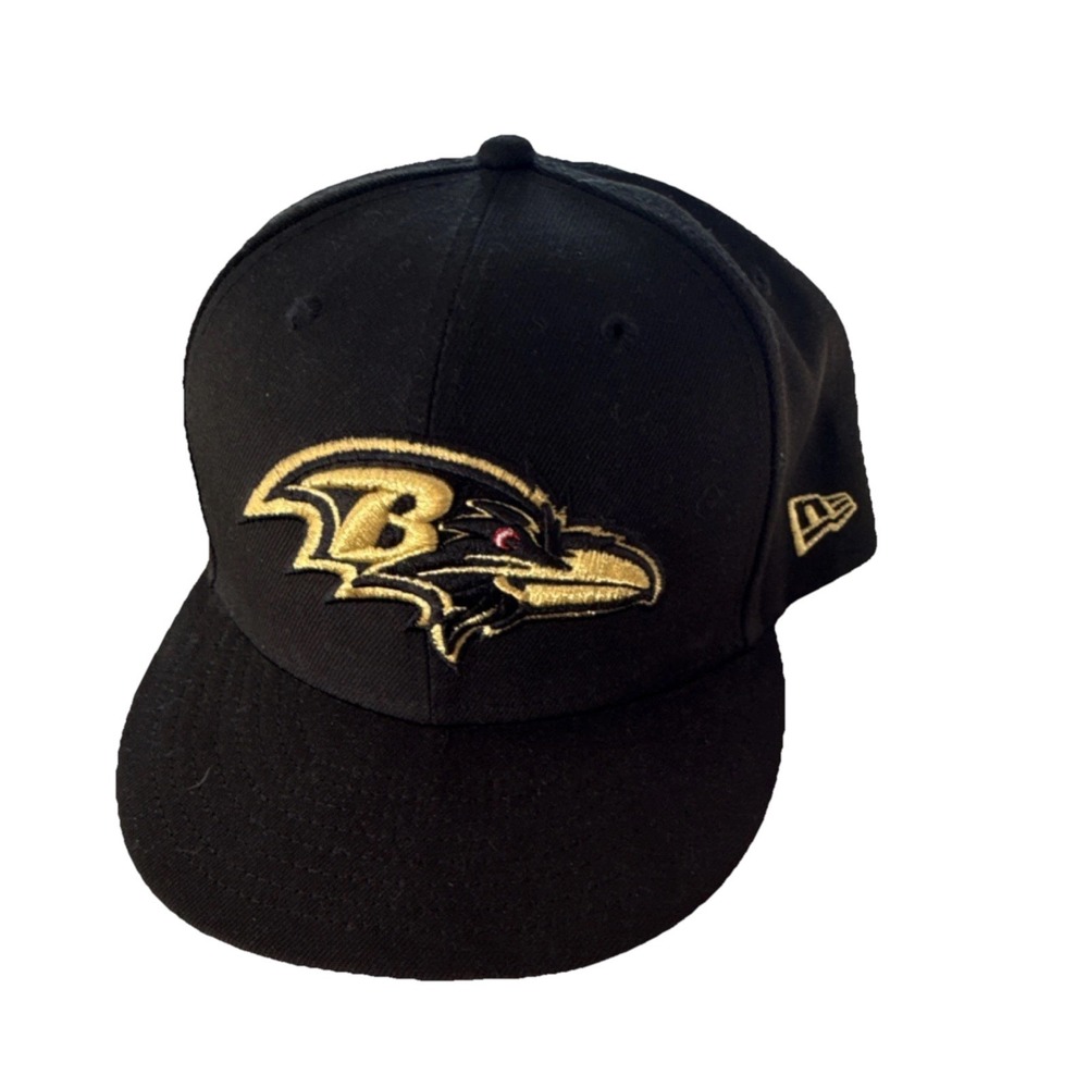 New Era Baltimore Ravens GOLD METALLIC Black Fitted Hat 7 1/2